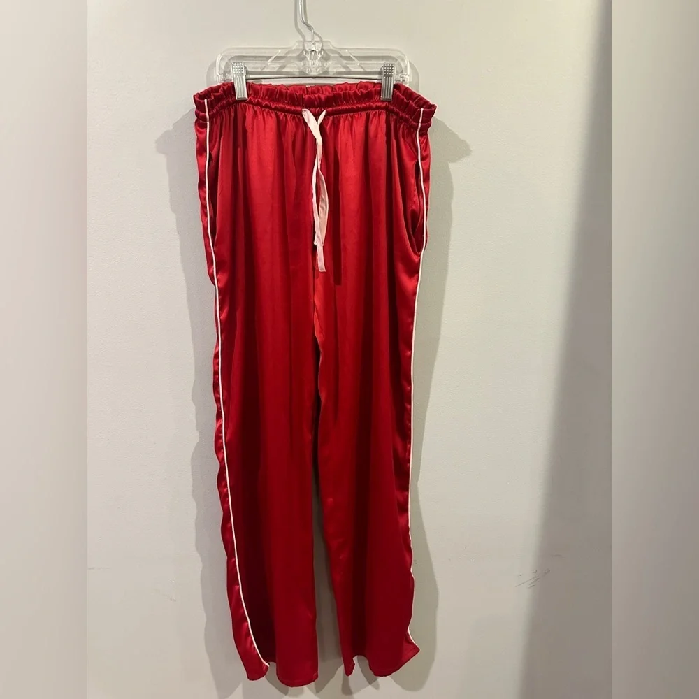 Victoria’s Secret Satin Pajama Pants Red Lounge Pants Size Small Silky Sleepwear